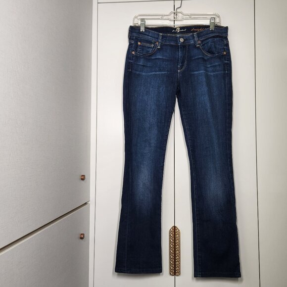 7 For All Mankind Straight Leg Dark Blue Wash Jeans Women's Size 29 - Picture 1 of 7